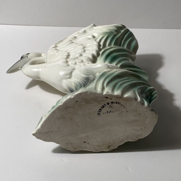 VTG Stuart McCulloch California Ceramics Swan White Flamingo Vase Figurine MCM - Picture 8 of 16